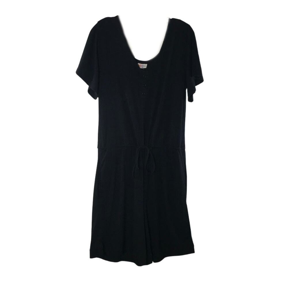 LulaRoe Short Sleeve Tie Cinch Waist Romper Black Small